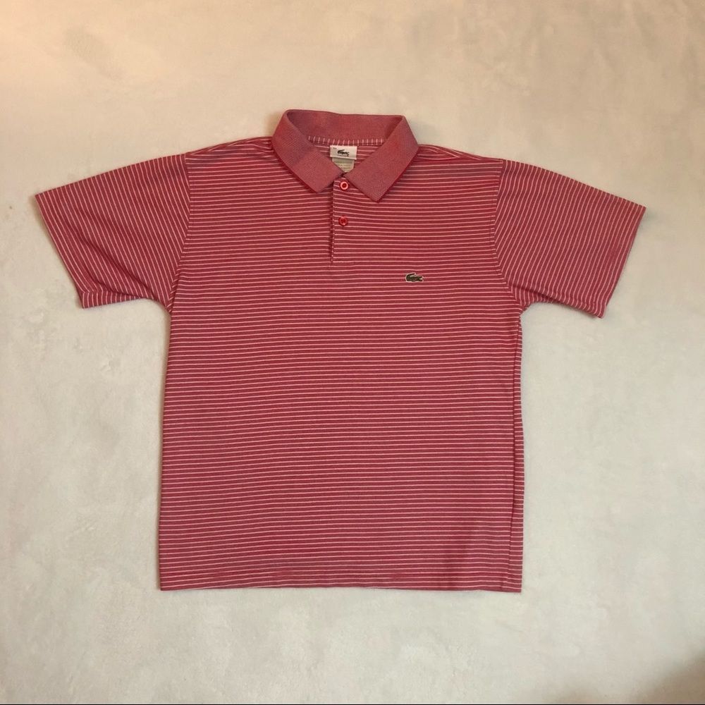 Men’s Red & White Striped Polo